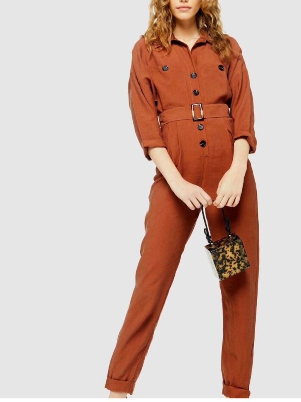 Topshop Women's Rust Jumpsuit US size 4
